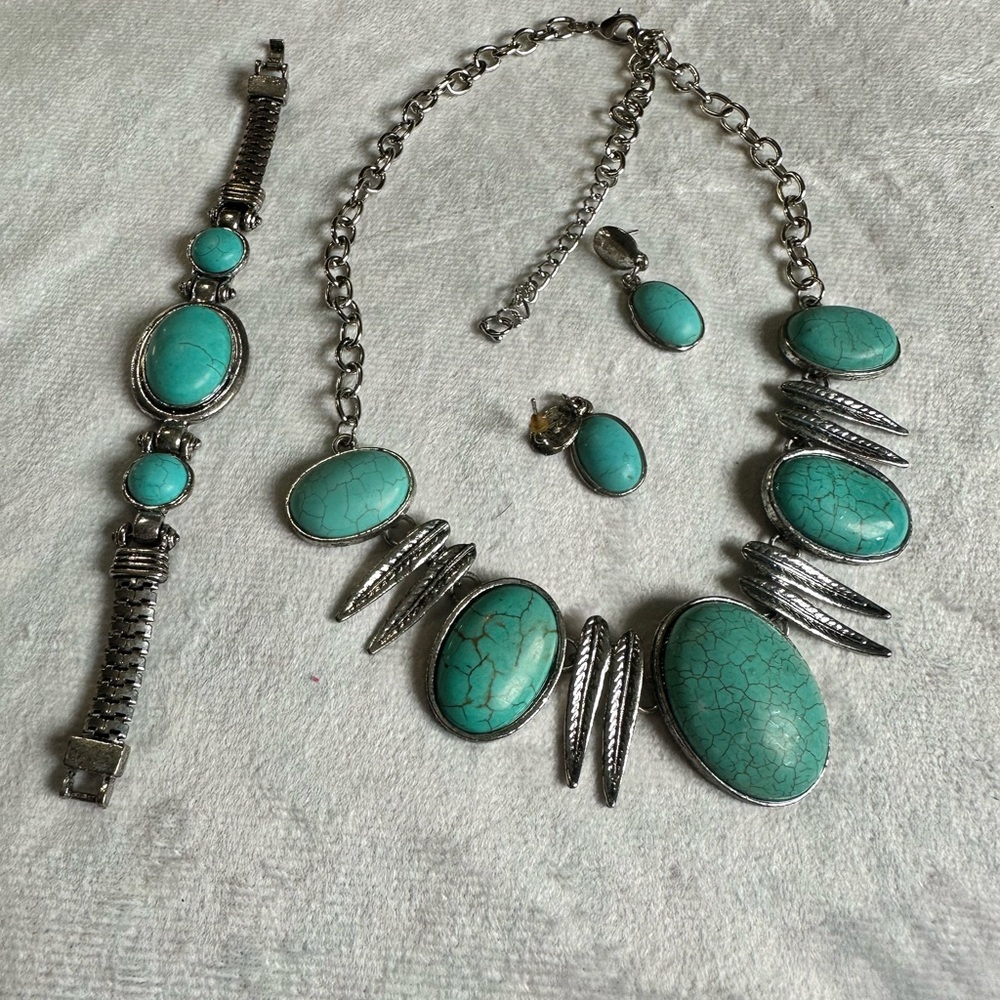 Turquoise Necklace, Bracelet, & Earrings ( personal collection)